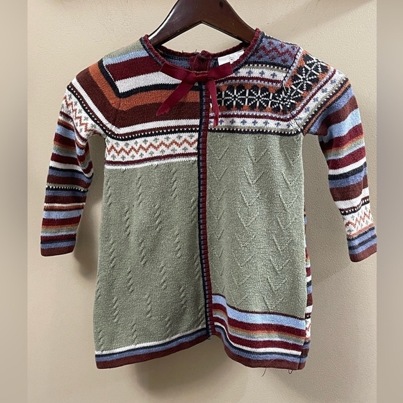 Hanna Andersson Girl’s Mixed Media Patchwork L/S Sweater Dress Size 90 (US 3) - Picture 1 of 3